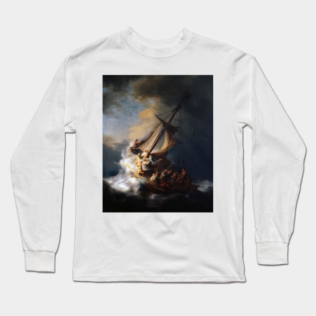 Stolen Painting  The Storm on the Sea of Galilee Long Sleeve T-Shirt by podartist